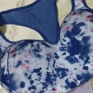 Blue Tie-Dye Sports Bra